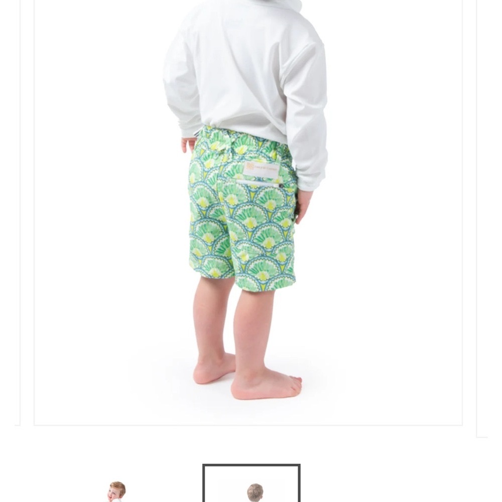 Emily McCarthy Boy's Rhett Short NWT Deco Palm Green Blue White Size 4/5 - Picture 5 of 6